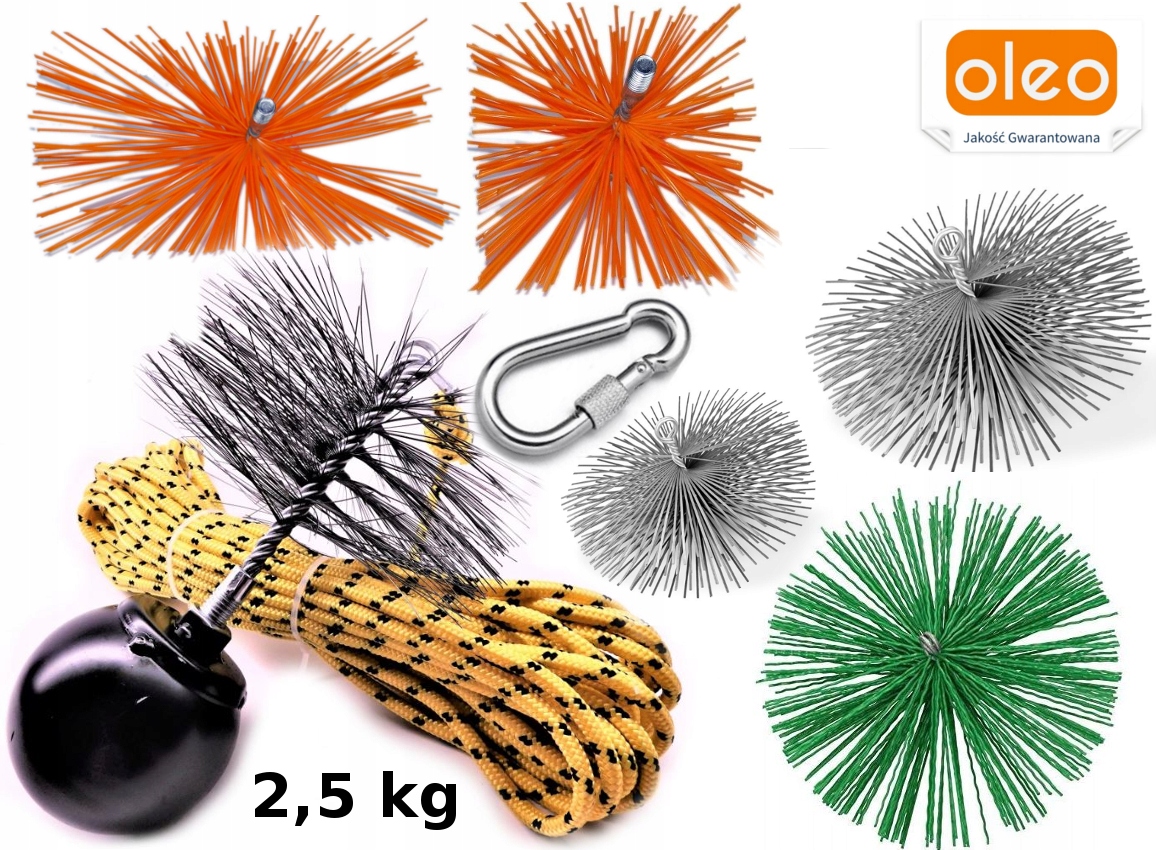 Súprava na čistenie komínov. Lopta 2,5kg 12m kov/PVC kefa